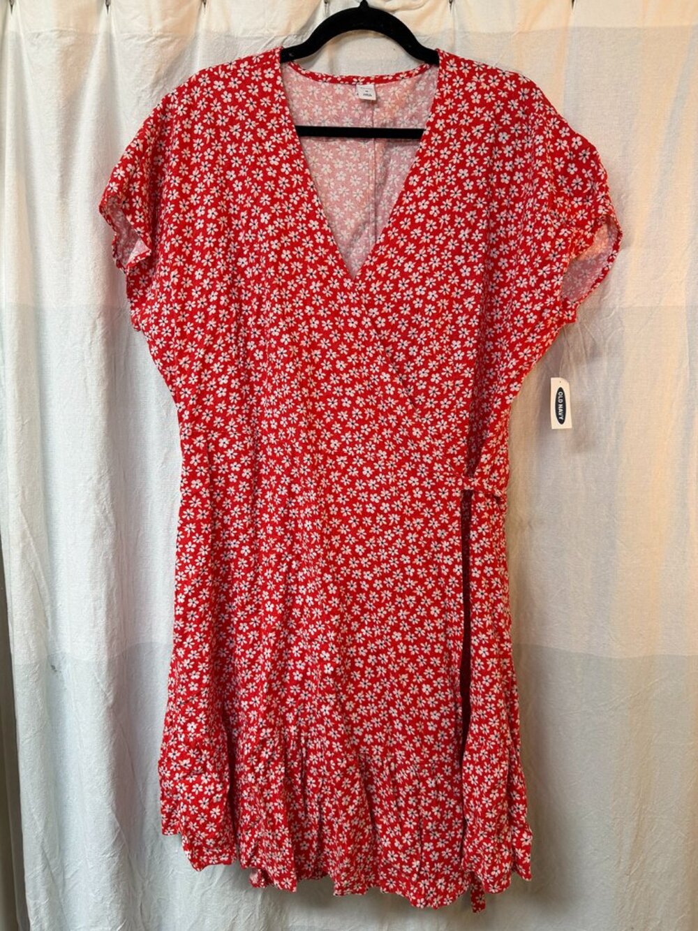 Linen-blend Ditsy Floral Wrap Dress